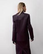 Blazer de Couro com Bolsos Frontais Vinho
