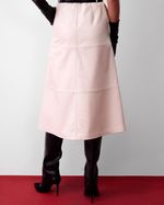 Saia de Couro Midi Off White com Cinto de Couro Preto