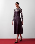 Vestido de Couro com Cinto Vinho
