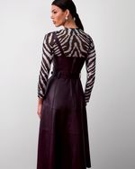 Vestido de Couro com Cinto Vinho