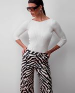 Blusa de Tricot Canelada Off White 