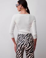 Blusa de Tricot Canelada Off White 