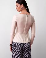 Blusa de Couro Manga Longa Off White