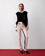 Colete de Tricot com Bolso de Couro Preto