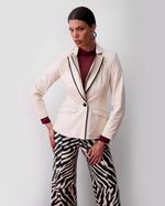 Blazer de Couro com Zíper Off White