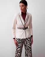 Blazer de Couro com Zíper Off White