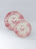Set Prato Raso Borboletas Rosa - 4 Peças