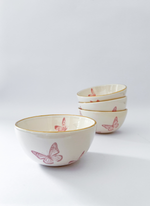 Set Bowls Borboletas Rosa - 4 Peças
