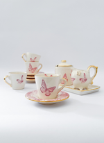 Set Café Borboletas Rosa - 11 peças
