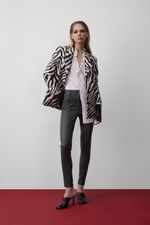 Calça de Couro Skinny com Helanca Verde Militar