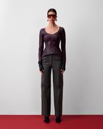 Blusa Corset de Couro com Helanca Vinho
