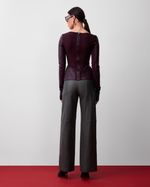 Blusa Corset de Couro com Helanca Vinho