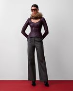 Blusa Corset de Couro com Helanca Vinho