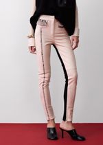 Calça de Couro Skinny com Detalhes em Python Off White