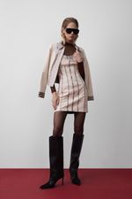 Vestido de Couro Curto com Detalhes em Python Off White