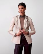 Blazer de Couro com Detalhes em Python Off White