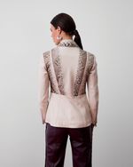 Blazer de Couro com Detalhes em Python Off White