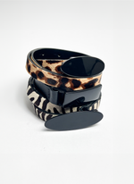 Trio de Cintos de Couro Zebra e Onça