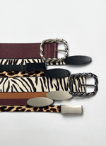 Trio de Cintos de Couro Animal Print Onça