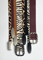 Cinto de Couro com Estampa de Zebra