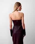 Blusa de Couro Ombros a Mostra com Frente de Python Vinho