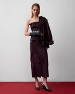 Blusa de Couro Ombros a Mostra com Frente de Python Vinho