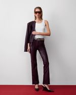 Calça de Couro Mini Flare Vinho