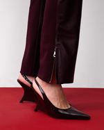 Calça de Couro Mini Flare Vinho