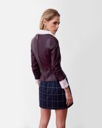 Blusa de Couro com Manga 3/4 Vinho