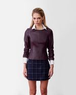 Blusa de Couro com Manga 3/4 Vinho