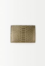 Carteira Porta Cartão de Couro e Python Dourado Envelhecido