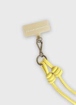 Phone Strap Nó de Couro Amarelo Neon  