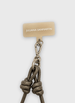 Phone Strap Nó de Couro Dourado Envelhecido