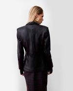Blazer de Couro com Detalhe em Zíper Duplo Preto