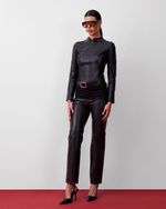 Blusa de Couro com Helanca Preto