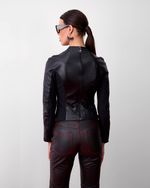 Blusa de Couro com Helanca Preto