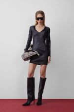 Vestido de Couro com Helanca Preto