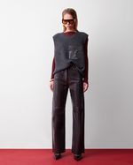 Calça WideLeg de Couro Chumbo Vinil