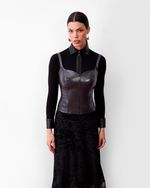 Blusa Regata de Couro Chumbo Vinil