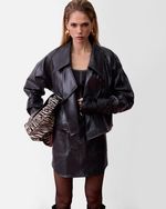 Jaqueta de Couro Oversized Chumbo Vinil