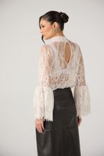 Blusa de Renda Manga Longa Branca