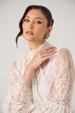 Blusa de Renda Manga Longa Branca