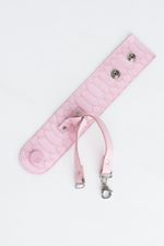 Porta-Echarpe de Couro e Python Rosa