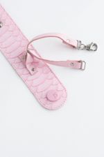 Porta-Echarpe de Couro e Python Rosa