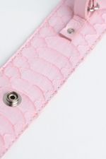 Porta-Echarpe de Couro e Python Rosa