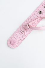 Porta-Echarpe de Couro e Python Rosa