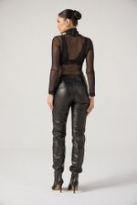 Calça Alfaiataria de Couro Preto
