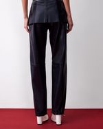 Calça de Couro Jogger com Bolsos Frontais Azul Marinho