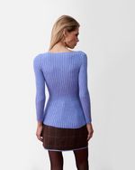 Blusa de Lã Canelada Azul Claro