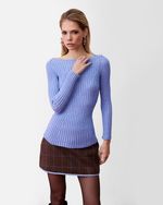 Blusa de Lã Canelada Azul Claro